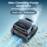 Aiper Scuba X1 Pro Max Pool Robot Vacuum & Robotic Pool Skimmer with 8,500 GPH Suction, Pool Mapping, 3μm Ultra-fine Filtration, Smart Surface Parking, for All Inground Pools, Grey