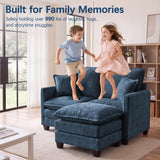 52" Loveseat Sofa, L-Shaped Cloud Love Seat Couches with Ottoman