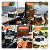 Odopok Cordless Electric Lunch Box, 6.3 Cup 100W Heated Lunch Box with 20000mAH Battery Powered for Self Heating, Including Fork Spoon and Insulated Bag for Men Women Adults, BPA Free(Black+White)