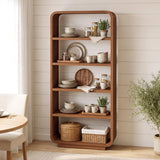 5-Tier Bookshelf, 71" Tall Bookcase, Open Display Shelves, Walnut