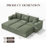 Modular Sectional Sofa Bed with Chaise, 115" Memory Foam Cloud Couch, Green
