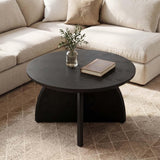 LITTLE TREE Round Coffee Table, Black 31.5 Inches Circle Center Living Room Table, Modern Simple Coffee Tables for Living Room, Low Cocktail Table for Home Office, Easy Assembly
