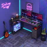 OLIXIS 55" L Shaped Gaming Computer Desk with Drawers and Power Outlet