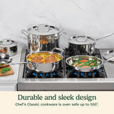Cuisinart 7-Piece Stainless Steel Pots and Pans Set, Cookware Set Compatible with Induction, Electric, Gas Cooktops, Aluminum Core for Quick Even Heat, Cool Grip Handles, Dishwasher Safe, Oven Safe