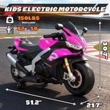 HEIMILI 24V Kids Motorcycle, Aprilia RSV4 Licensed Electric Ride on for 3-6 Years, 51" Large Motorbike with Training Wheels, Bluetooth, Speed 5mph (Pink, 24V(51 * 31 * 22))