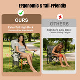 Camping Chairs, High Back Breathable Mesh Camping Chair 300 LBS Capacity, Portable Outdoor Lawn Chair Folding with Cup Holder for Picnic, Lawn, Beach, Fishing and Sports (Grey)