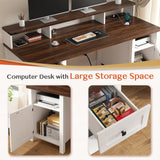 Computer Desk with Drawers,23" D Home Office Desk with Storage,Wooden Desk with Monitor Stand