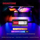 RAM Laptop Only】 GIGASTONE 16GB Kit (2x8GB) DDR4 3200MHz (2933MHz or 2666MHz) PC4-25600 (PC4-23400/21300) CL22 1.2V SODIMM 260 Pin