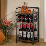 mall Liquor Bottle Holder with 8-Bottle Wine Rack Mini Wine Bar Cabinet Corner Whiskey Display Shelf Bosimeca