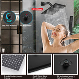 Midanya Shower System with Tub Spout,Bathtub Shower Faucet Set with Square Rainfall Head and Handheld Sprayer Wall Mount Tub Faucet Set with Valve and Trim Kit,8 Inch Matte Black