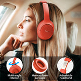Active Noise Cancelling Headphones, Wireless Over Ear Bluetooth Headphones, 60H Playtime, Red TOZO