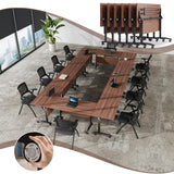 Modular Foldable Conference Table Stackable Flip Top Training Meeting Table with Wheels