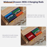 2 Drawer File Cabinet with Charging Station, 30" Fluted Lateral File Cabinet w/Files Hanging Rod for Letter