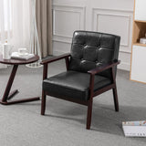 Okeysen Accent Chairs Set of 2, Mid Century Modern Accent Chair, Retro Wood and Leather Armchairs Side Chair, Lounge Reading Comfy Arm Chair for Living Room, Bedroom, Office