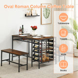 GarveeHome 3-Pieces Dining Table Set for 2-4 People, Small Kitchen Dinner Table with 2 Bench, Dining Room Tables Set with Storage Drawer & Shelf (Rustic Brown)