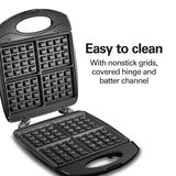 Non-Stick Belgian Waffle Maker with Indicator Lights, Makes 4 4" x 5" Mini Waffles, Hashbrowns Hamilton Beach