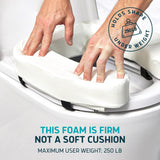 Lunderg Padded Toilet Seat Riser for Seniors - Adds 2 inches. Universal Fit - FIRM Raised Toilet Seat Cushion with High-Density Foam for Enhanced Comfort & Elevation. Post-Surgery Must have (White)
