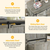 Halitaa 47.8” Farmhouse File Cabinet with Sliding Barn Door, Grey