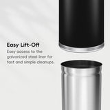 EKO Eternal 56L/15 Gallon Large Capacity Tall Commercial Trash Can, Round Open Top Waste Bin for Indoor and Outdoor, Black Steel Heavy-Duty, Durable Metal Garbage Bin for Home, Office, Restaurant EKO