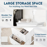 LOFTEY White Nightstand, Bedside Table with 2 Fabric Drawers, Small Kids Night Stand for Bedroom, Bed Side Table with Storage, 15.7" L x 11.8" W x 21" H