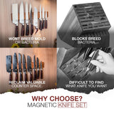 HouseWish 8 PC Chef Knives - High Carbon Stainless Steel Knives With Pakkawood Handles - Magnetic Strip Holder Included - Japanese Knife Set - Home & Professional Chef's Knife Set