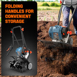 SENIX 4QL 4-Cycle Gas Powered Tiller Cultivator, 46cc Full Crank Engine, 15-Inch Tilling Width, 8-Inch Tilling Depth, Easy Start