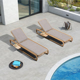 PURPLE LEAF 1 Piece Outdoor Chaise Lounge Heavy-Duty w/Side-Table Teak