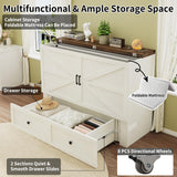 LUXOAK Full Murphy Cabinet Bed with with Storage & Charging Station