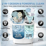 SUPER DEAL Compact Mini Twin Tub Washing Machine 13lbs Capacity Portable Washer Wash and Spin Cycle Combo, Built-in Gravity Drain for Camping, Apartments, Dorms, College, RV’s and Small Spaces