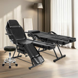 KIIUMI Tattoo Chair for Client, Facial Bed Esthetician Massage Headrest Table with Rolling Stool, Split Legs Design, Professional Beauty Lash Bed for Salon Spa Barber Massage Equipment, Black