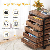 Tribesigns 5-Drawer File Cabinet Set of 2, Wood Mobile Storage Drawer