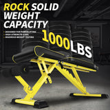 NextREP Adjustable Weight Bench,1000 LB Fast Folding Workout Bench for Home Gym Strength Training, Incline Decline Flat Utility Bench Press for Full Body Workout, Upright Storage Yellow Exercise Bench NEXTREP
