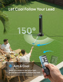 DREO Smart Tower Fan for Indoor & Outdoor Use, 33 ft/s High Velocity, 12 Speeds, 4 Modes Standing Floor Fan, 150° Customizable Oscillating, 20 dB Quiet DC Motor for Bedroom, Weather Resistant