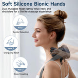 Luxulist Neck Massager for Pain Relief with Deep Tissue Massage and Heat, Bionic Hand Neck and Shoulder Massager for Back Relaxation Home Office Travel