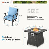 MIXPATIO 5-Piece Metal Patio Conversation Set, 28-Inch Fire Pit Table, Blue