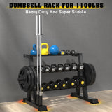 3-Tier Weight Rack, Dumbbell Kettlebell Rack 1100LB Capacity Weight Plate and Curl Bar Storage for Home Gym