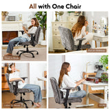 Criss Cross Chair with Wheels & Flip Arms, Wide Cross Legged Office Chair with Adjustable Tilt Criss-Cross Desk Chair