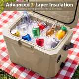 COSTWAY 21 QT Insulated Portable Cooler, Hard Shell Ice Chest w/ 2 Cup Holders, Bottle Opener, Drain Plug, 3-Day Ice Retention, Outdoor Leak-Proof Dry Box for Beach, Camping, Fishing, Picnic, Tan