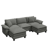 PHI VILLA Modular Sofa 5-Seat U Shaped Cloud Couch Sectional with Ottoman