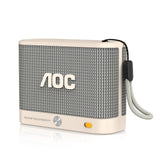 AOC Portable Bluetooth Speaker, Shower Speaker, BT 5.4 with Wireless Stereo Pairing, BassUp, IP65 Waterproof, Dustproof, 30-Hour Playtime, Compact Small for Home, Outdoors, Travel, White