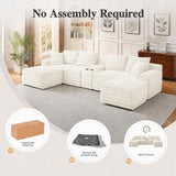 127'' Modular Boneless Couch,U Shaped Sectional Sofa for Living Room-Beige