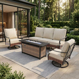 Sophia & William Metal Patio Furniture Set with Fire Pit Table, 4 Pieces