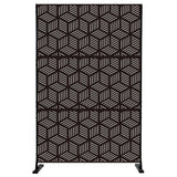 Privacy Screen 74" H x 47.2" W Decorative Outdoor Divider with Stand Panels Freestanding Screen Set for Deck