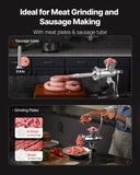 VEVOR Manual Meat Grinder, 304 Stainless Steel Hand Crank Meat Mincer with Steel Table Clamp, Sausage Stuffer with 2 Cutting Plates & Sausage Tube, Food Grinder for Beef Chili Pork Kitchen Tabletop