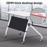 Folding Mobile Conference Room Table, 8 Pack 55.1”x21.65”x29.5” Flip Top Training Desk with 4 Locking Wheels, for Office Meeting Room Classroom