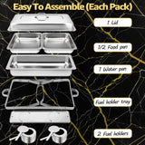Erweater Chafing Dishes for Buffet 9QT, 4 Pack Chafing Dishes Chafers and Buffet Warmers Sets, Food Warmer for Parties, Catering Supplies Buffet Dispaly