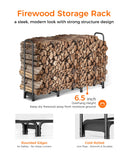 Mars Explo Firewood Rack 6ft, Heavy Duty Fire Wood Storage Racks for Indoor & Outdoor, Metal Log Holders for Firewood，Fireplace Wood Pile Storage Stacker Organizer, Black