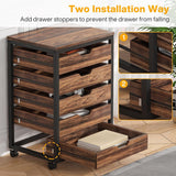 Tribesigns 5-Drawer File Cabinet Set of 2, Wood Mobile Storage Drawer