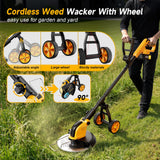 20000 RPM 4-in-1 Weed Wacker Cordless, 6000mAh Electric Weed Eater Battery Powered, Heavy Duty Brush Cutter Edger Lawn Tool/Weed Trimmer/Grass Trimmer W/Wheel Metal Blade, 2 Battery Yard Tool