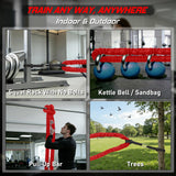 Battle Rope for Home Gym Workout - 1.5 Inch 30ft Heavy Weighted Training Exercise Ropes Fitness Equipment with Sleeve and Anchor Strap Kit for Outdoor Working Out - Red